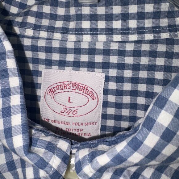 Brooks Brothers 346 Button Down Shirt Mens Large Blue Check VintagePreppy Casual - Picture 2 of 3